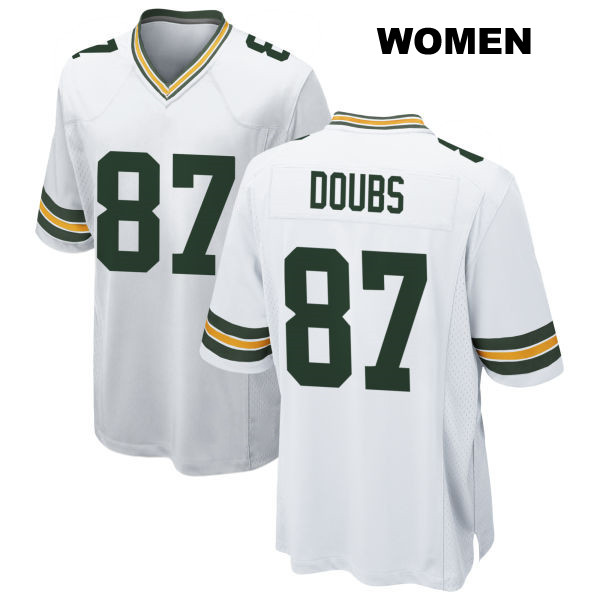 Stitched Romeo Doubs Away Green Bay Packers Womens Number 87 White Game Football Jersey