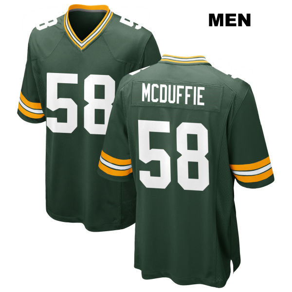 Isaiah McDuffie Stitched Green Bay Packers Home Mens Number 58 Green Game Football Jersey
