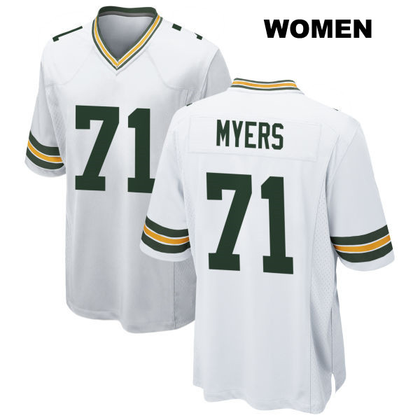 Josh Myers Stitched Away Green Bay Packers Womens Number 71 White Game Football Jersey