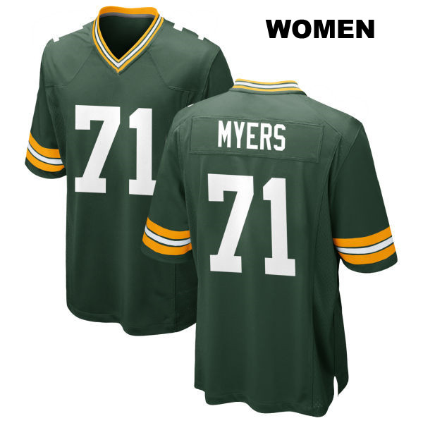 Josh Myers Green Bay Packers Stitched Womens Home Number 71 Green Game Football Jersey