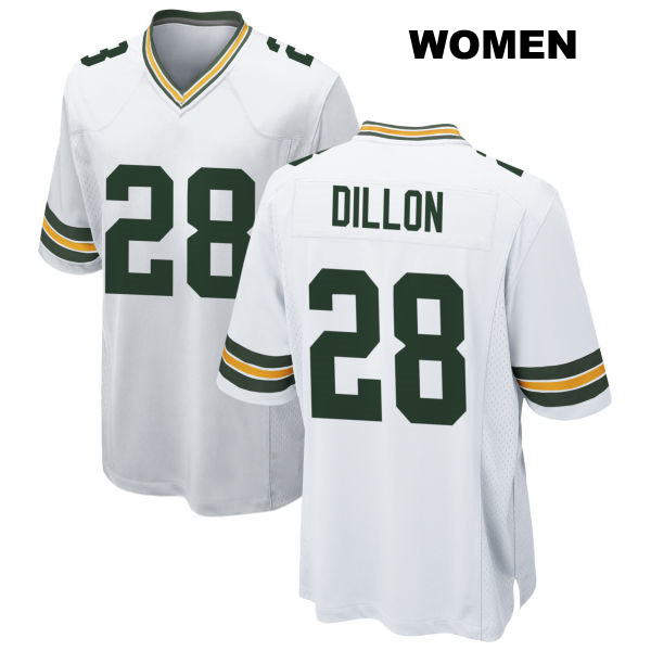 AJ Dillon Green Bay Packers Away Womens Stitched Number 28 White Game Football Jersey