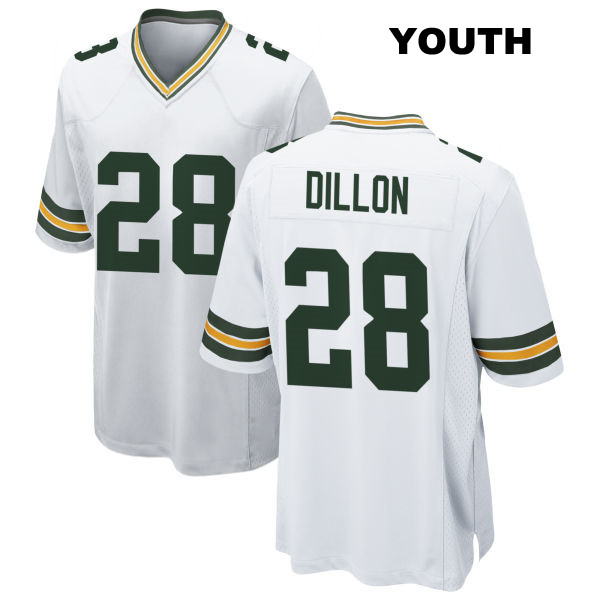 AJ Dillon Green Bay Packers Stitched Youth Away Number 28 White Game Football Jersey
