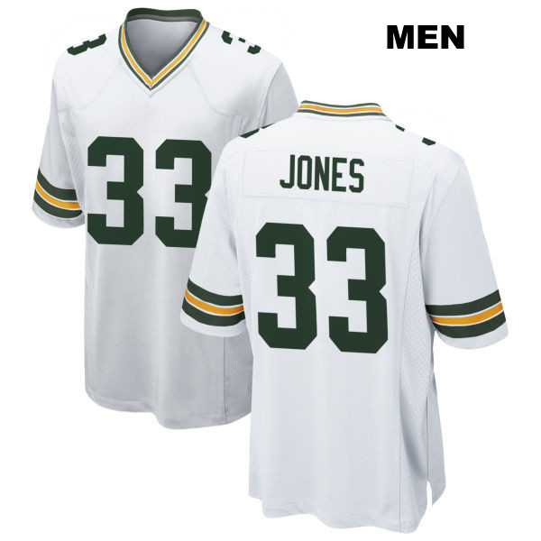 Aaron Jones Stitched Green Bay Packers Away Mens Number 33 White Game Football Jersey