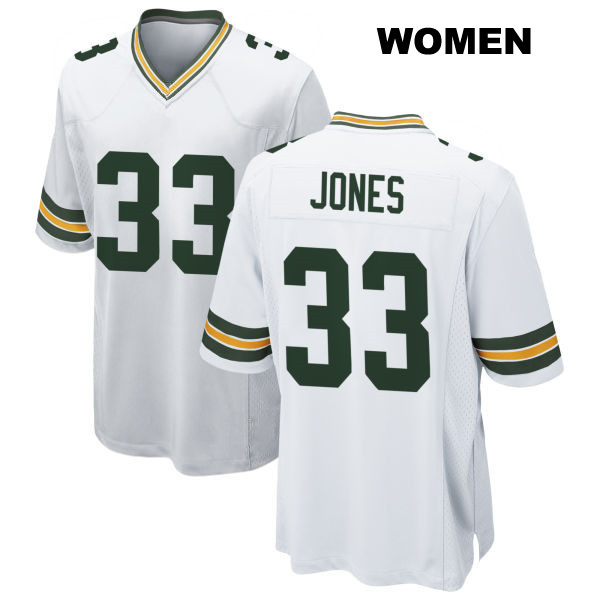 Aaron Jones Away Green Bay Packers Womens Stitched Number 33 White Game Football Jersey