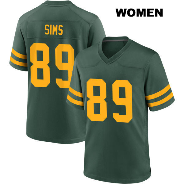 Ben Sims Green Bay Packers Stitched Womens Alternate Number 89 Green Game Football Jersey