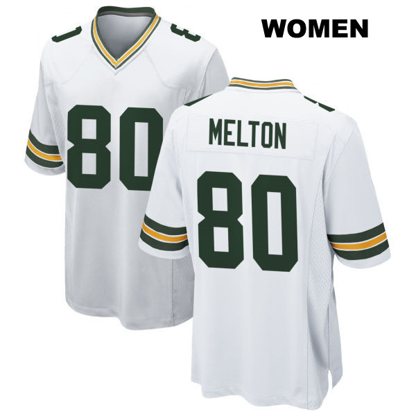 Bo Melton Away Green Bay Packers Womens Stitched Number 80 White Game Football Jersey