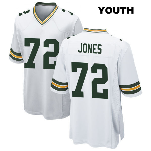 Stitched Caleb Jones Green Bay Packers Away Youth Number 72 White Game Football Jersey