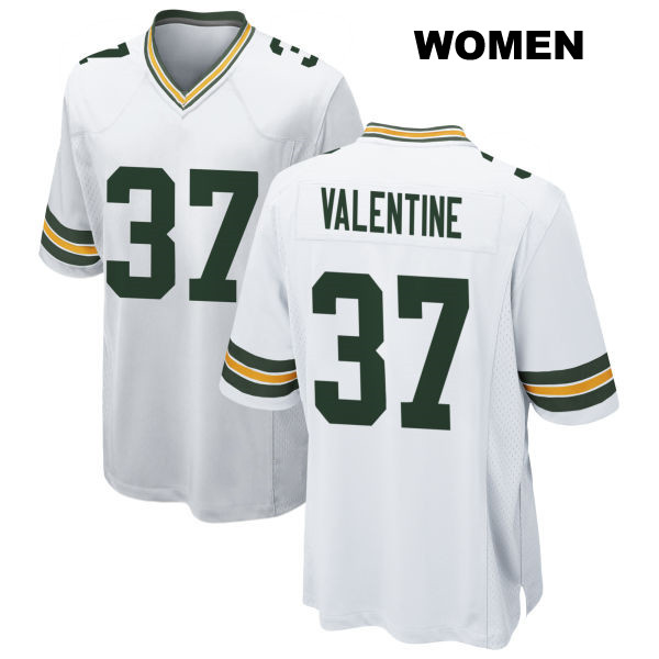 Stitched Carrington Valentine Green Bay Packers Womens Number 37 Away White Game Football Jersey