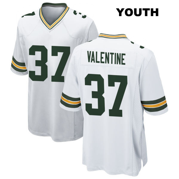 Stitched Carrington Valentine Away Green Bay Packers Youth Number 37 White Game Football Jersey
