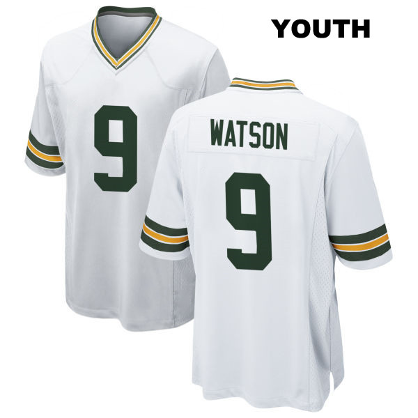 Christian Watson Green Bay Packers Stitched Youth Number 9 Away White Game Football Jersey