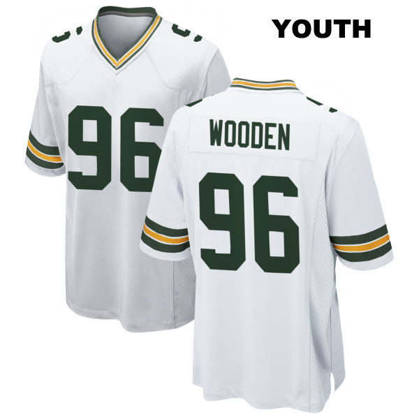Away Colby Wooden Stitched Green Bay Packers Youth Number 96 White Game Football Jersey