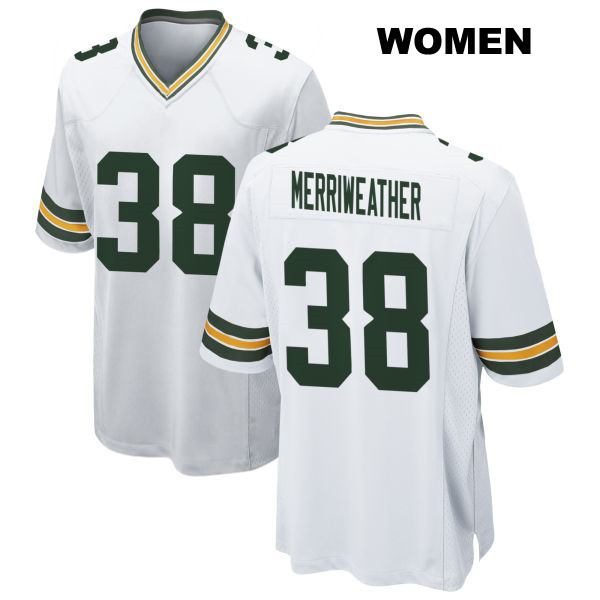 Ellis Merriweather Green Bay Packers Stitched Womens Away Number 38 White Game Football Jersey