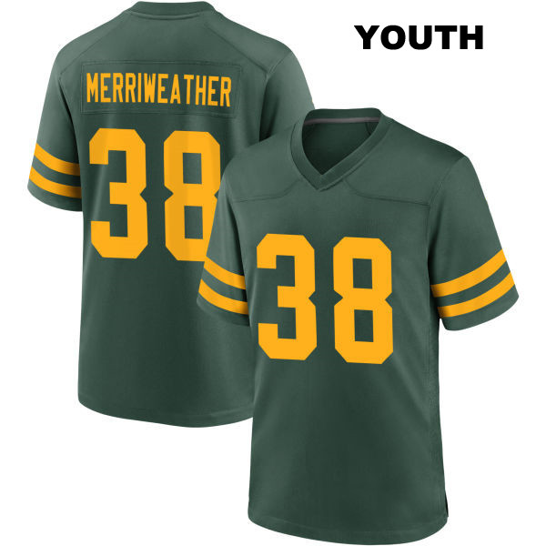 Stitched Ellis Merriweather Green Bay Packers Youth Alternate Number 38 Green Game Football Jersey