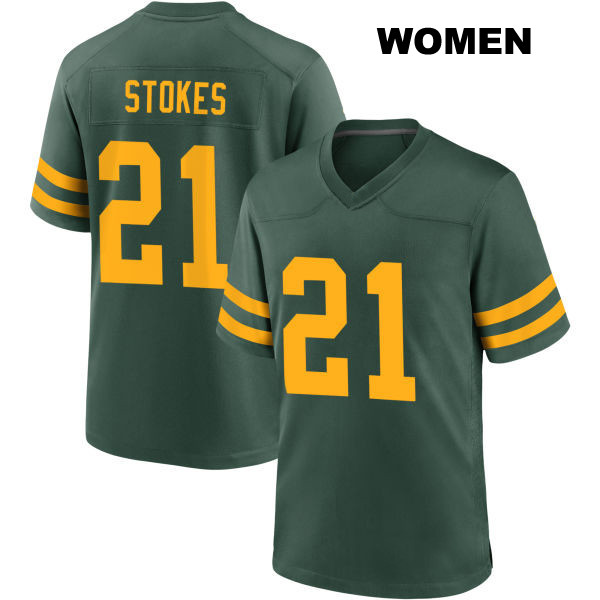 Eric Stokes Green Bay Packers Stitched Womens Number 21 Alternate Green Game Football Jersey