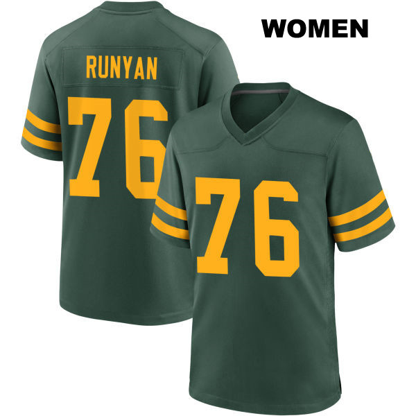 Jon Runyan Green Bay Packers Stitched Womens Number 76 Alternate Green Game Football Jersey