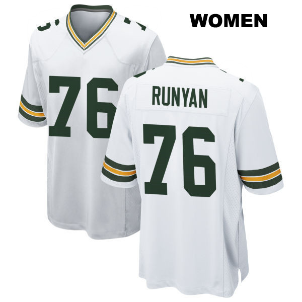 Away Jon Runyan Green Bay Packers Stitched Womens Number 76 White Game Football Jersey
