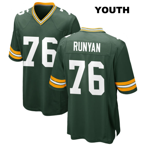 Jon Runyan Stitched Green Bay Packers Youth Number 76 Home Green Game Football Jersey
