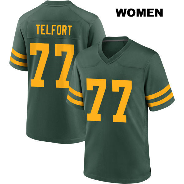 Kadeem Telfort Alternate Green Bay Packers Stitched Womens Number 77 Green Game Football Jersey