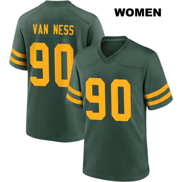Lukas Van Ness Green Bay Packers Womens Stitched Number 90 Alternate Green Game Football Jersey