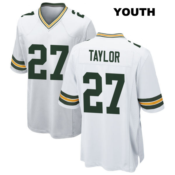 Patrick Taylor Away Green Bay Packers Youth Number 27 Stitched White Game Football Jersey