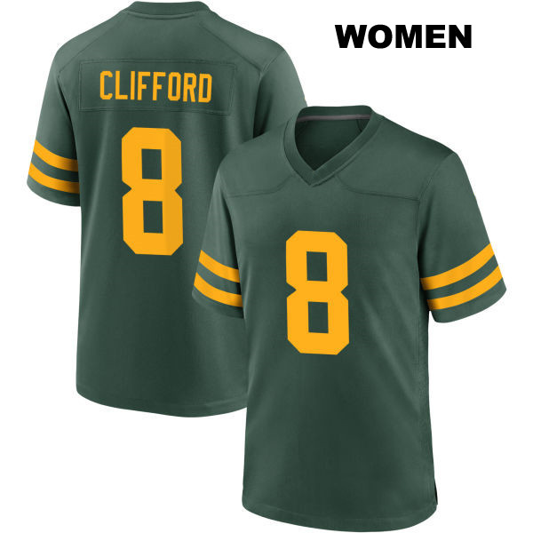 Sean Clifford Green Bay Packers Womens Alternate Number 8 Stitched Green Game Football Jersey