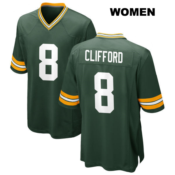 Sean Clifford Green Bay Packers Stitched Womens Number 8 Home Green Game Football Jersey