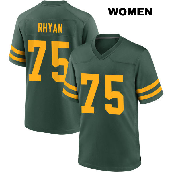 Sean Rhyan Green Bay Packers Stitched Alternate Womens Number 75 Green Game Football Jersey
