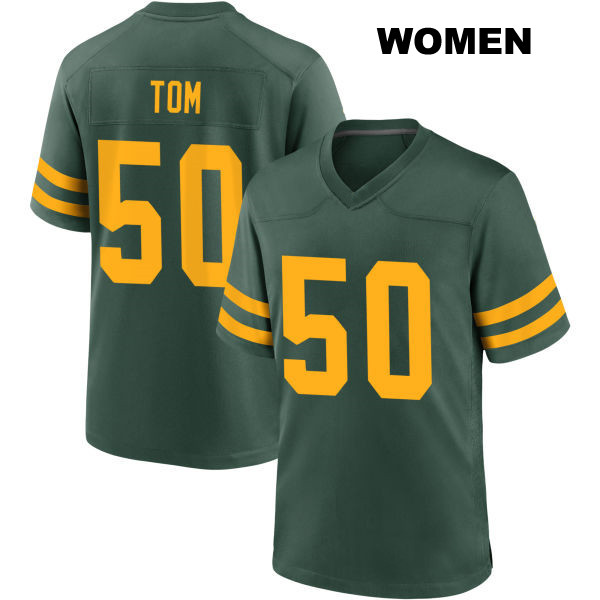 Zach Tom Stitched Green Bay Packers Womens Number 50 Alternate Green Game Football Jersey