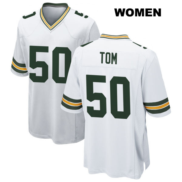 Stitched Zach Tom Green Bay Packers Womens Number 50 Away White Game Football Jersey